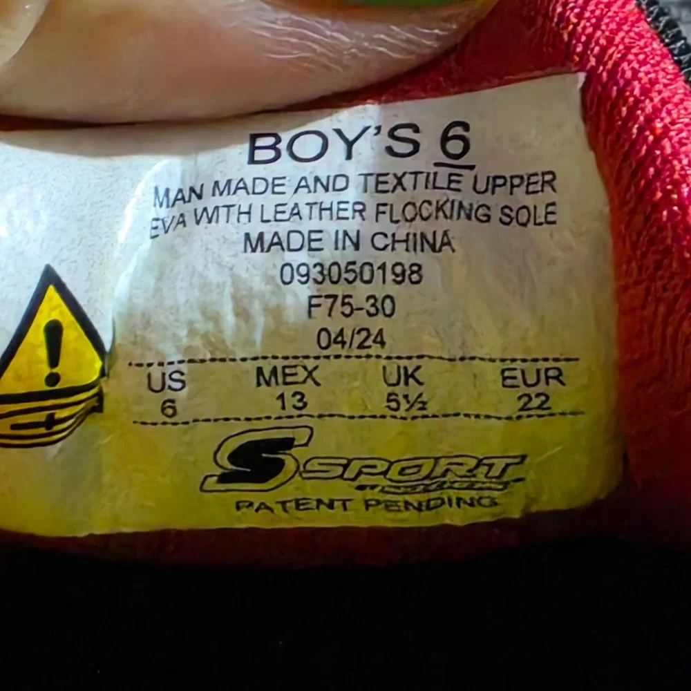 S Sport by Skechers Boys Step-ins Light Up Sneakers Black Red Yellow Size 6